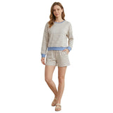 Yellow stripe top shorts adult women active wear set