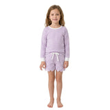 Lavender stripe top scallop shorts girls active wear set