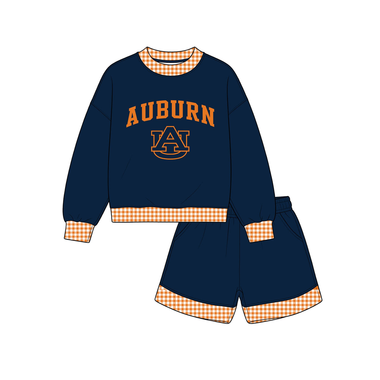 Long sleeves A U vinyl top shorts girls team outfits