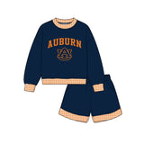Long sleeves A U vinyl top shorts girls team outfits