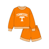 Long sleeves orange T vinyl top shorts girls team outfits