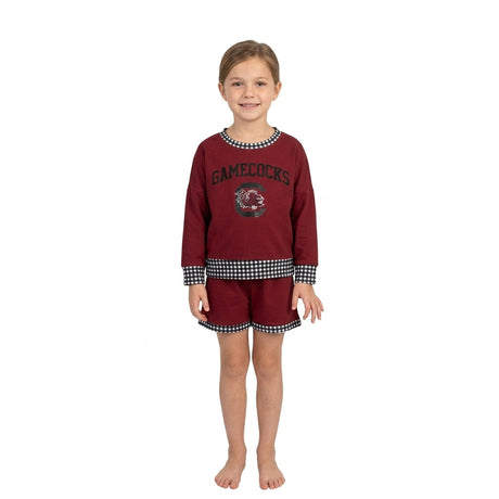 Long sleeves maroon C top shorts girls team outfits