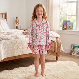 Pink bow ballet top shorts kids girls Christmas pajamas set