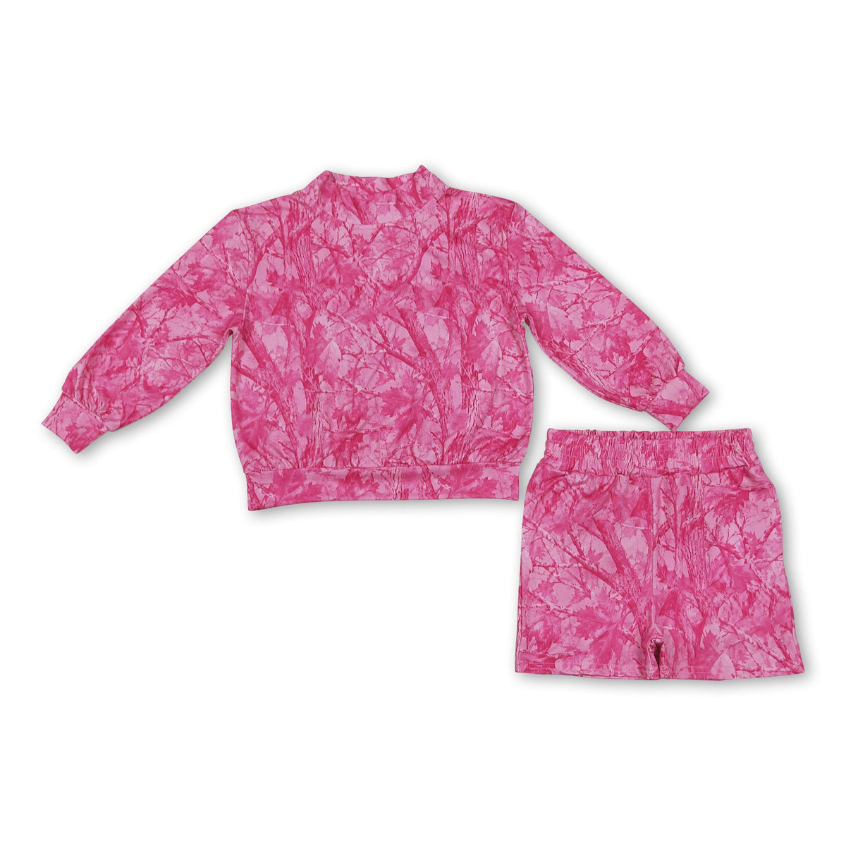 Pink camo top shorts kids girls outfits