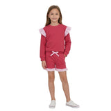 Flutter long sleeves hot pink top shorts girls outfits