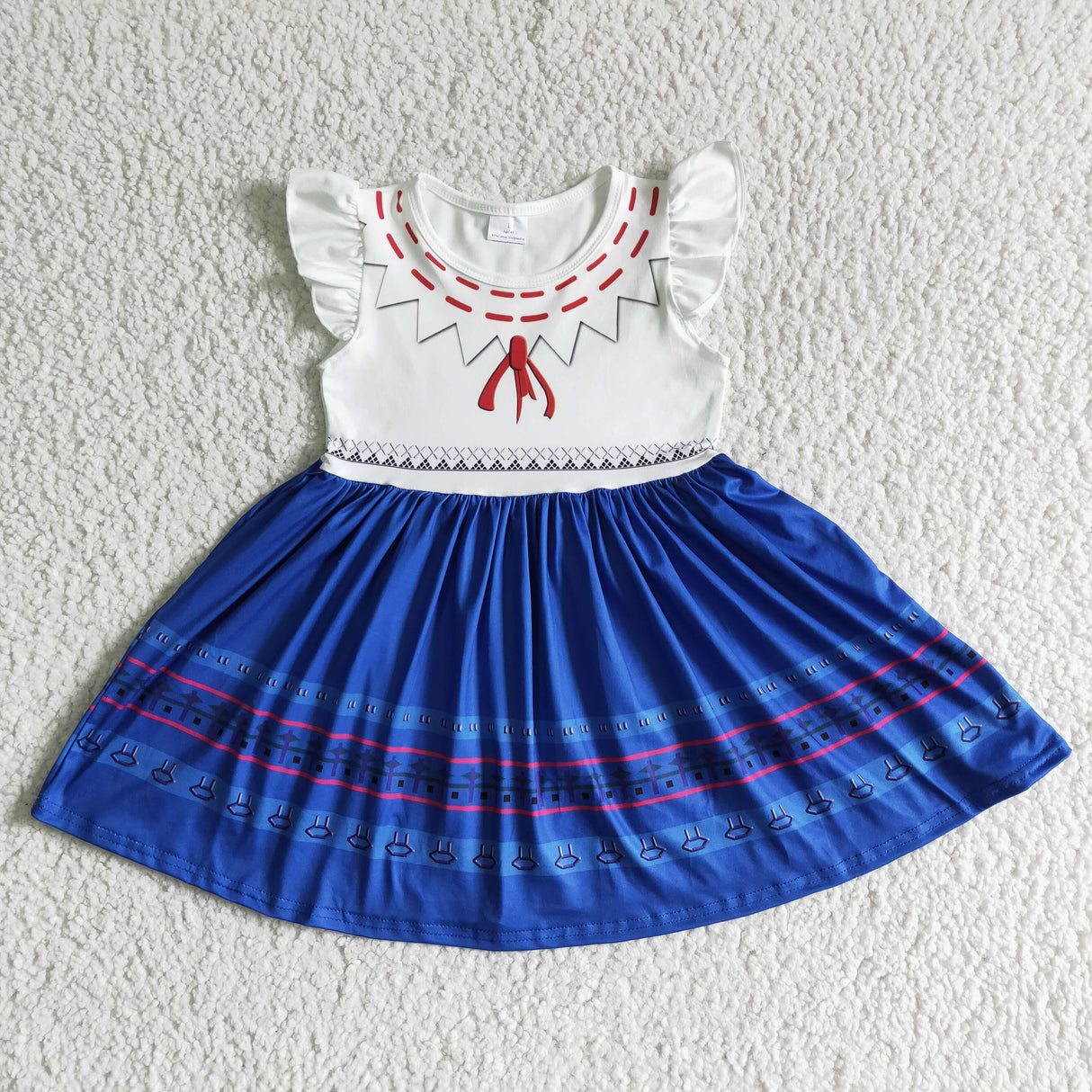 Flutter sleeve white blue magic girls twirl summer dresses