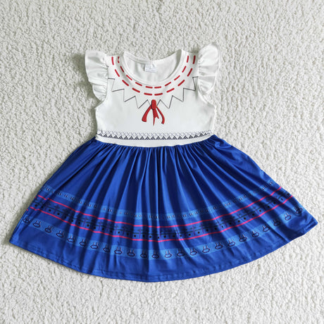 Flutter sleeve white blue magic girls twirl summer dresses