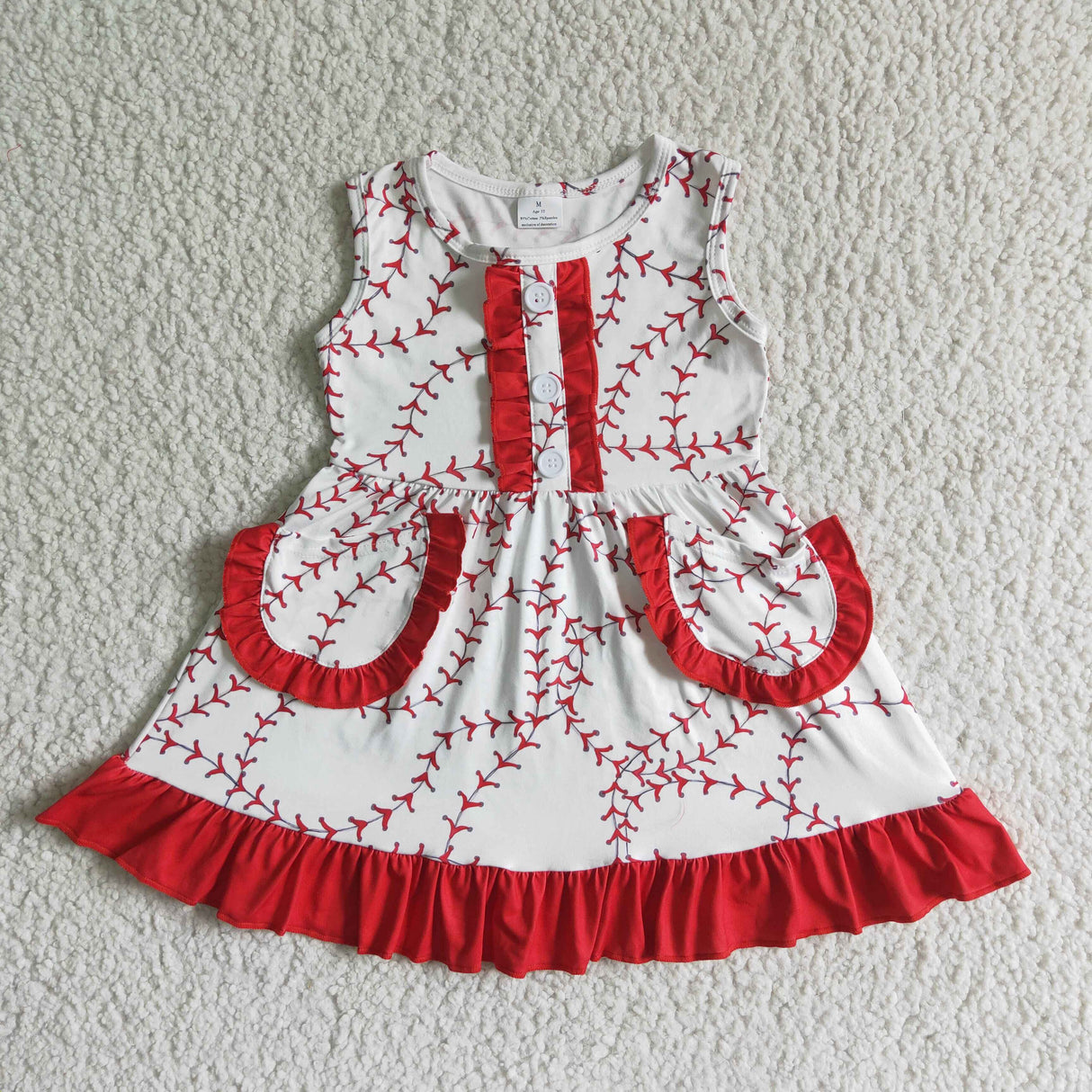 Sleeveless baseball pocket baby girls dresses