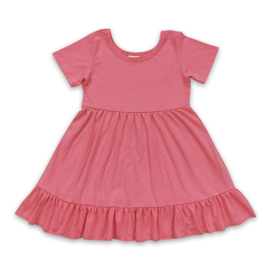 Short sleeves watermelon red cotton baby girls dresses