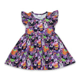 Purple pumpkin ghost mouse kids girls Halloween dress