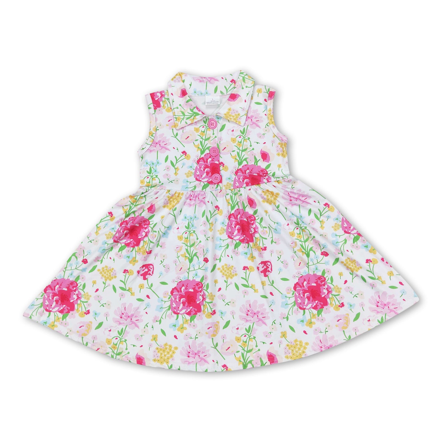 Sleeveless floral polo baby girls dresses