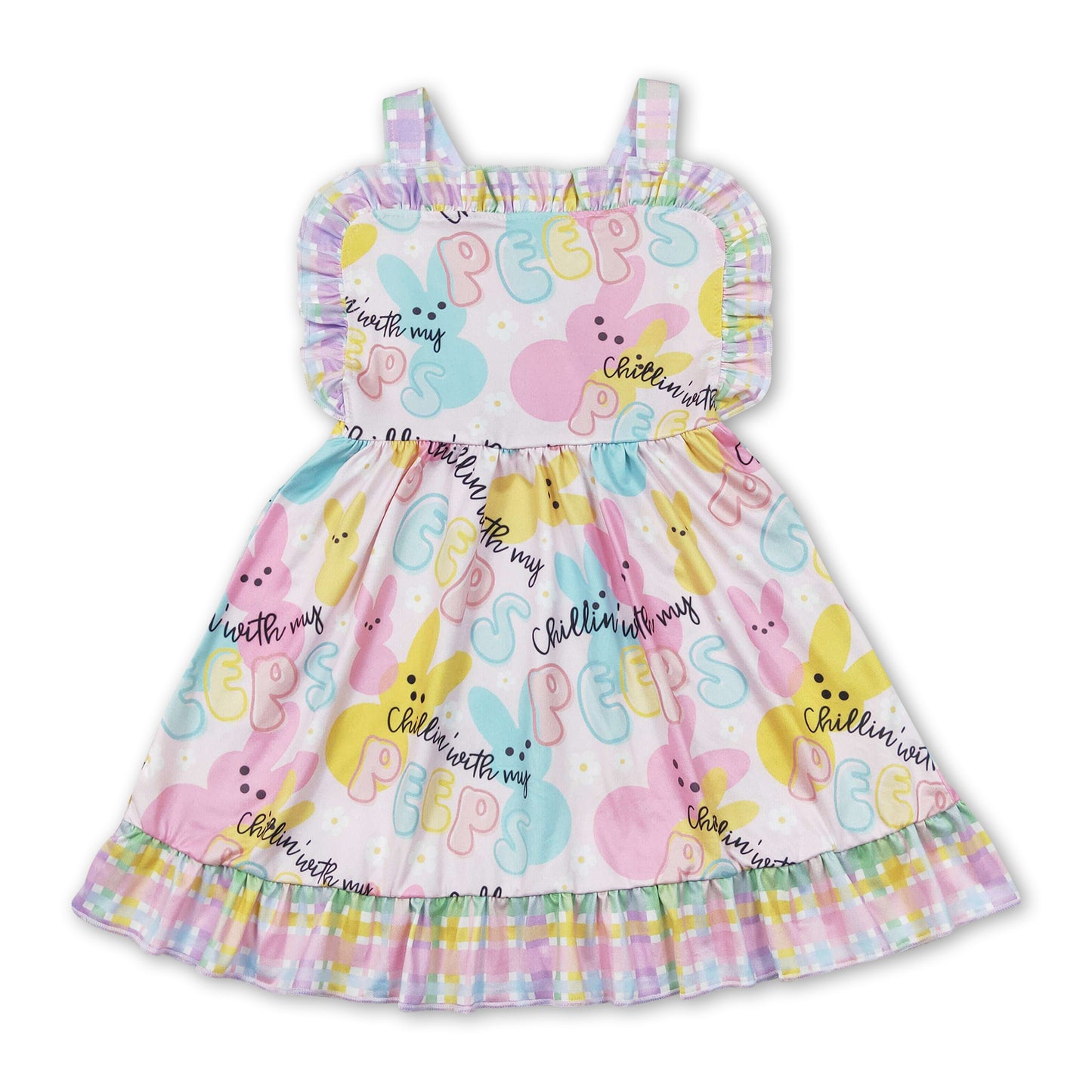 Sleeveless colorful peeps baby girls easter dresses