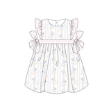 Flutter sleeves pink bunny baby girls easter dresses
