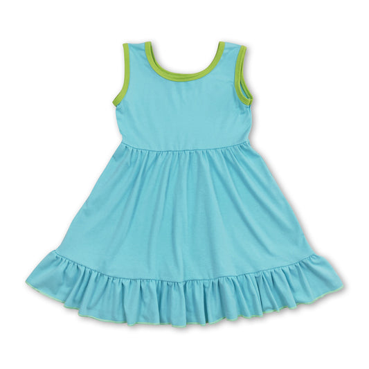 Sleeveless aqua ruffle baby girls summer dress