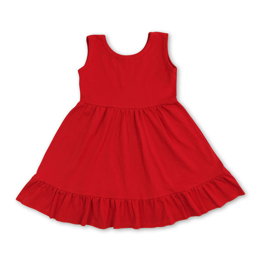 Sleeveless red ruffle baby girls summer dress