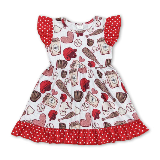 Flutter sleeves heart baseball kids girls dresses