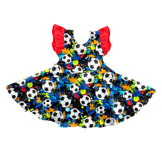 Flutter sleeves tie dye soccer baby girls dresses