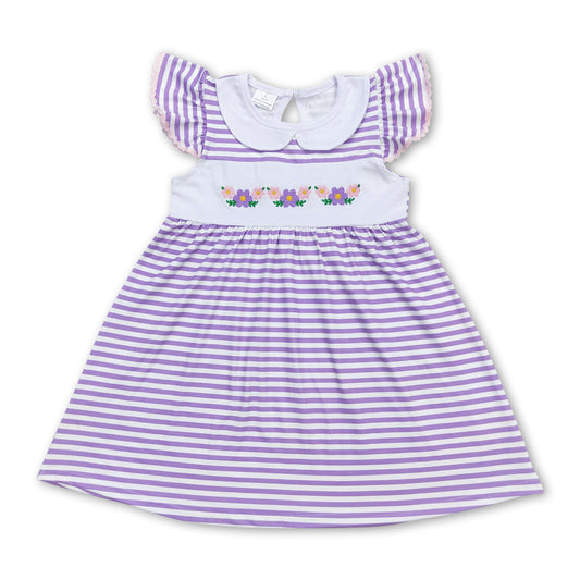 Lavender stripe floral baby girls summer dresses