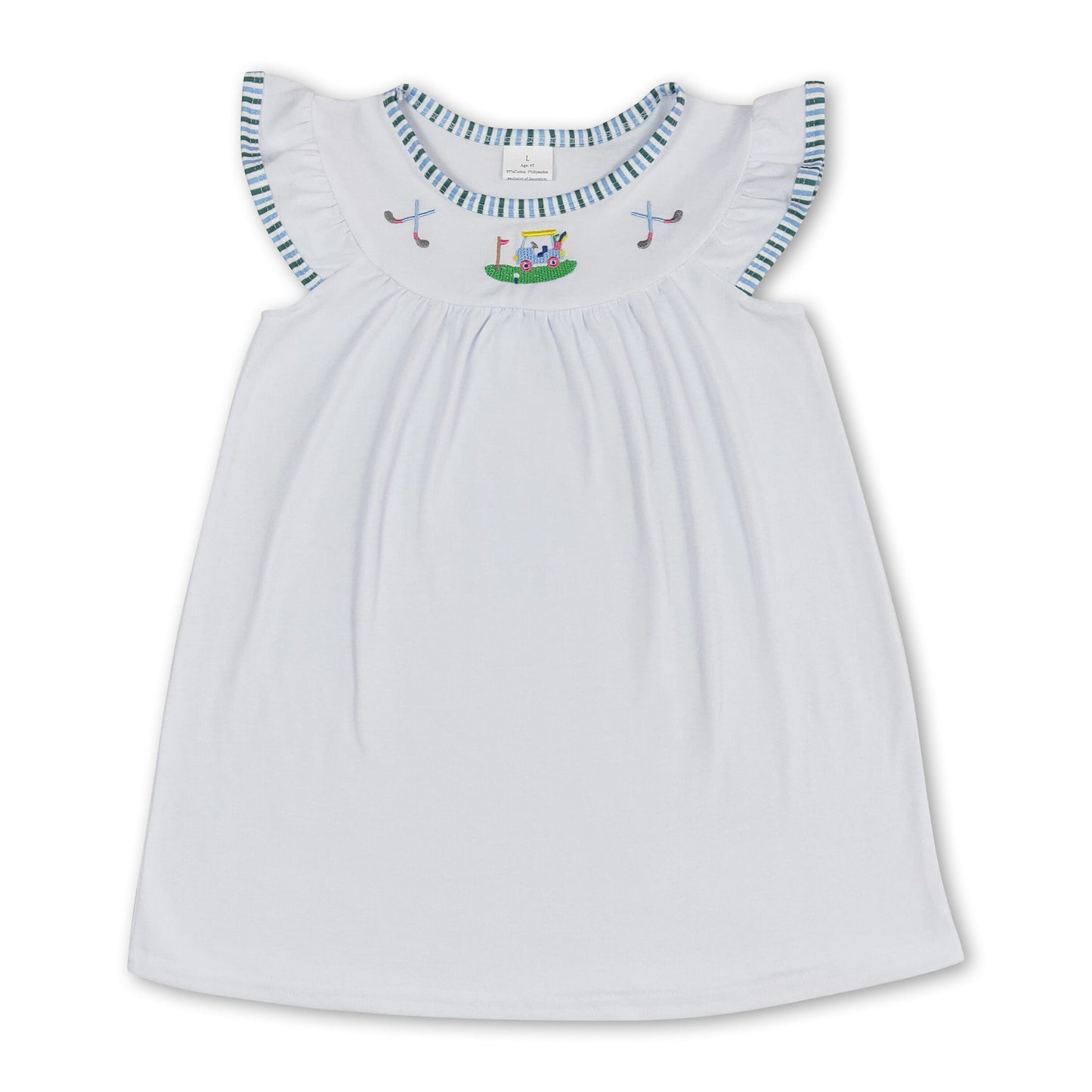 White flutter sleeves golf baby girls summer dress