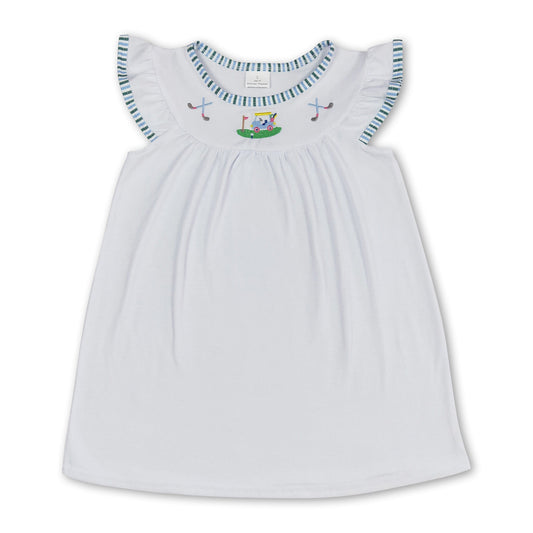 White flutter sleeves golf baby girls summer dress