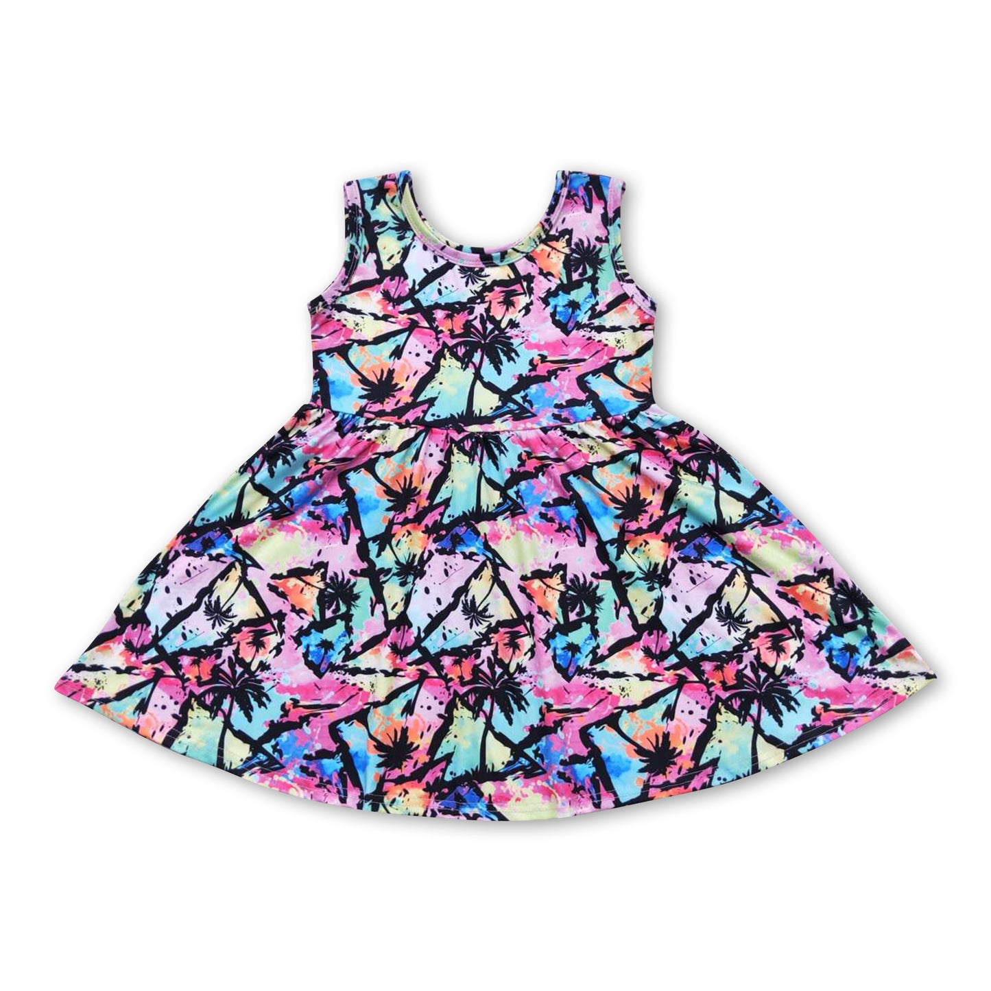 Sleeveless tie dye beach girls summer dresses