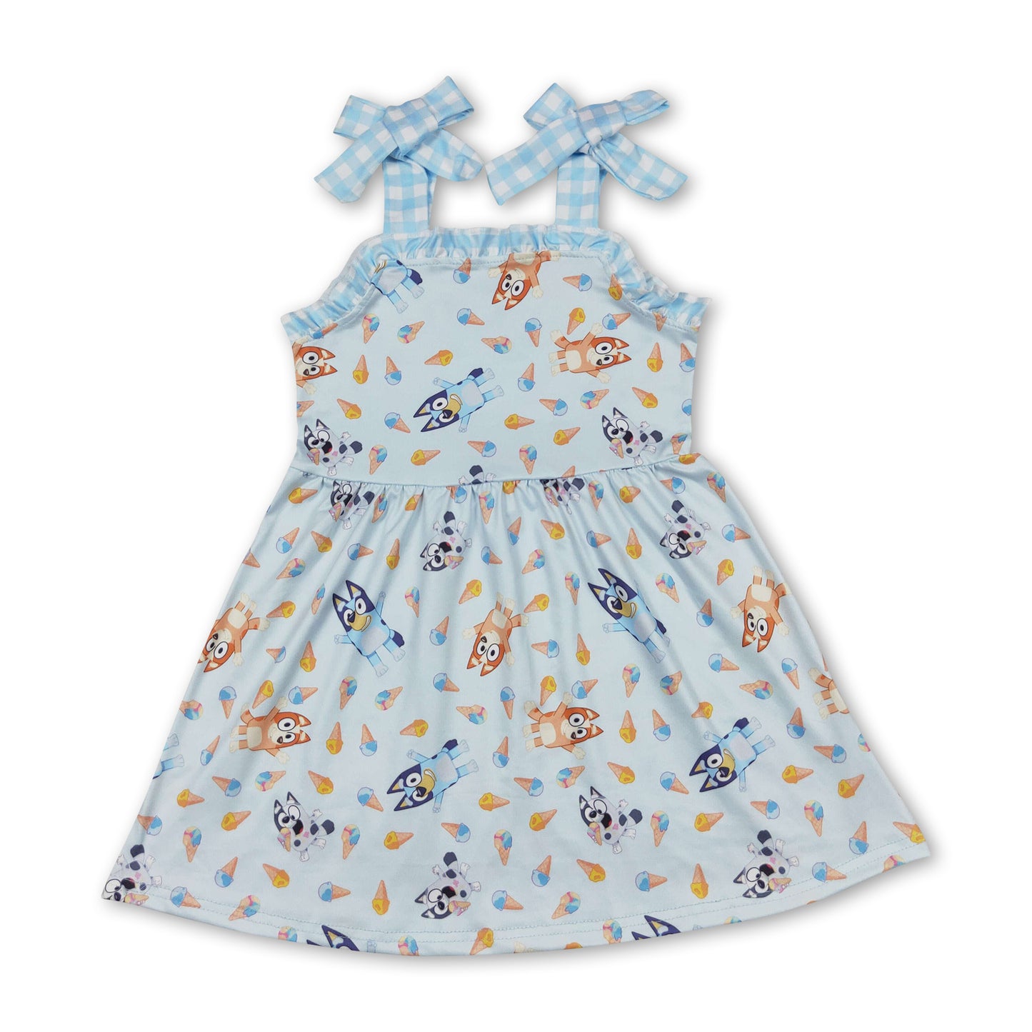 Straps dog ice cream baby girls summer dress