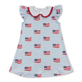Flutter sleeves flag girls 4th of july dress