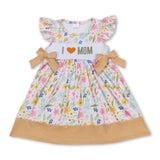 I love MOM bows floral baby girls dresses