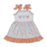 Straps floral mouse ruffle baby girls summer dress