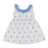 Bow backless floral sleeveless girls summer dress