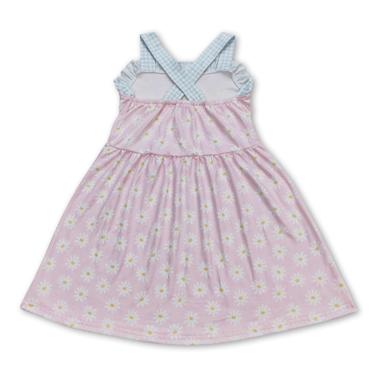 Plaid straps daisy baby girls summer dresses