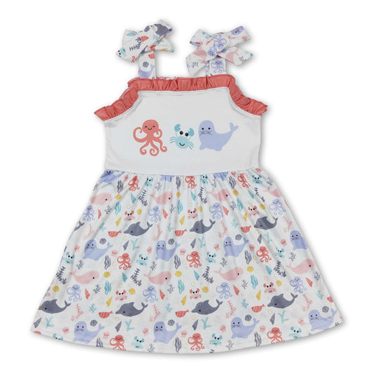 Straps Octopus crab summer baby girls dresses