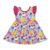 Flutter sleeves rainbow smile kids girls dresses