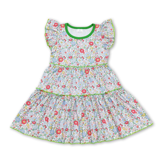 Flutter sleeves floral baby girls summer dresses