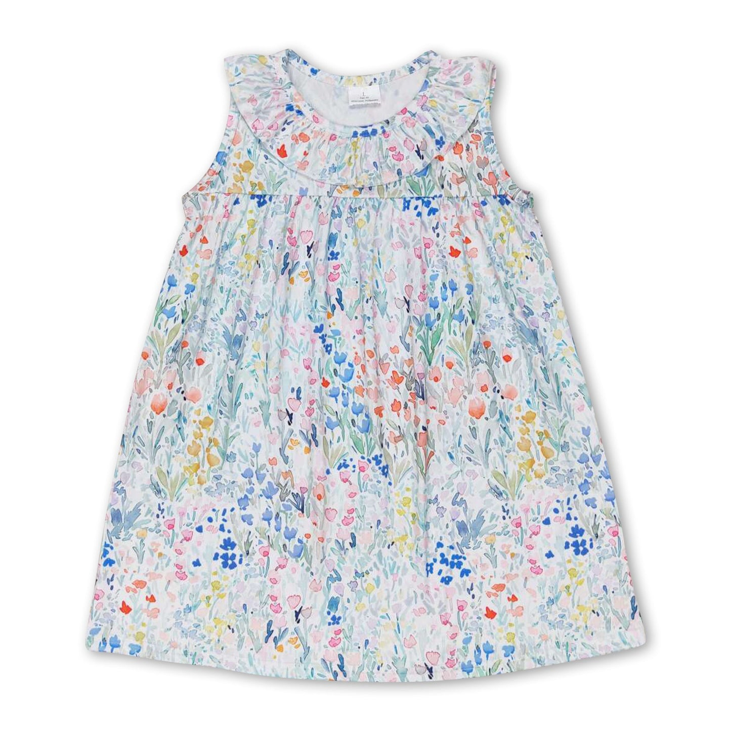 Sleeveless watercolor flower baby girls summer dress