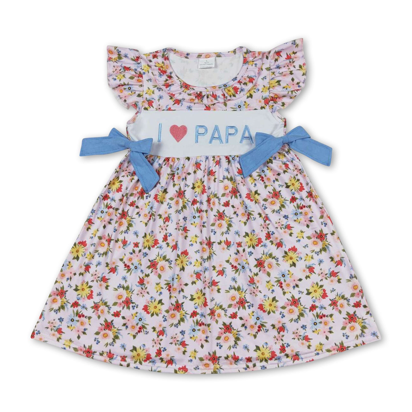 I love PAPA flutter sleeves floral baby girls summer dress