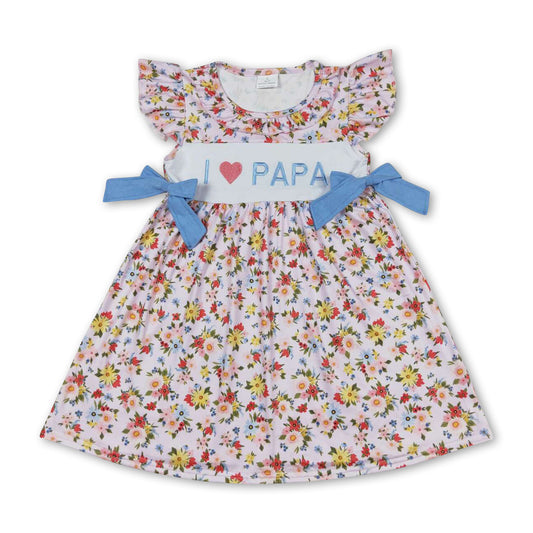 I love PAPA flutter sleeves floral baby girls summer dress