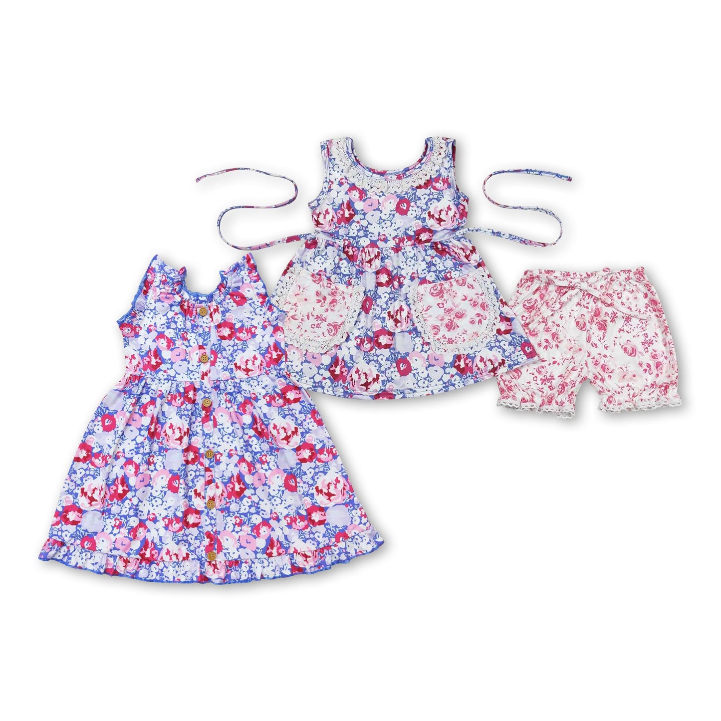 Sleeveless lavender floral baby girls summer dress