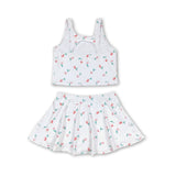 Sleeveless peach top skirt girls summer clothes