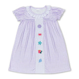 Short sleeves plaid crab shell baby girls summer dress