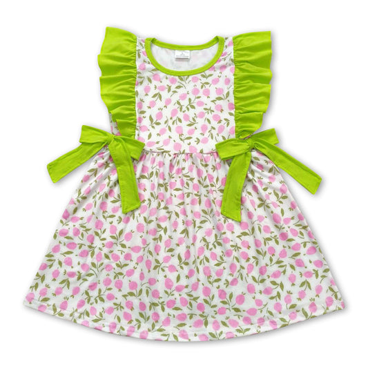 Flutter sleeves pink floral baby girls spring dresses