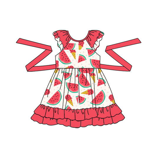 Watermelon ice cream kids girls summer dresses