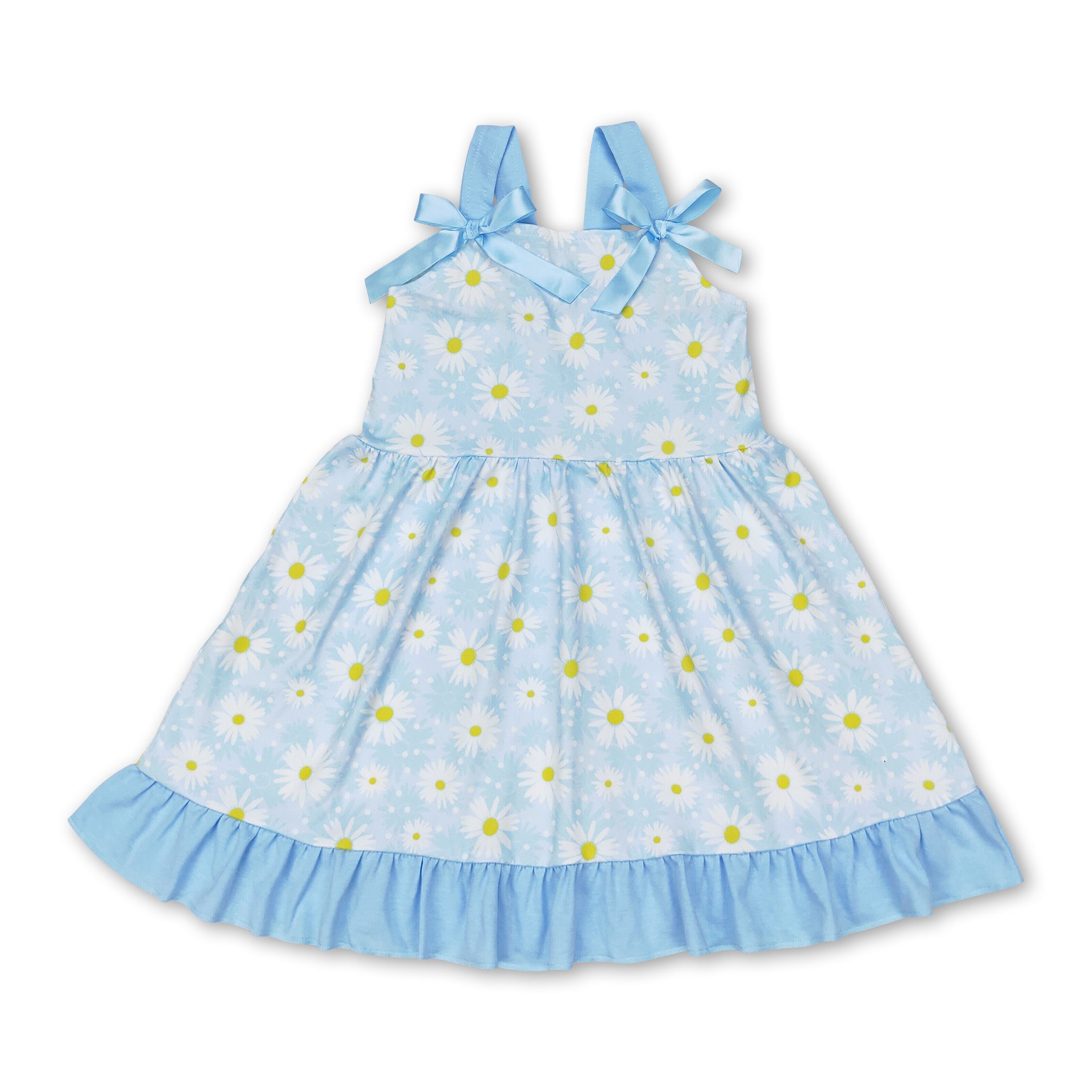 Light blue daisy baby girls spring summer dresses – Yawoo Garments