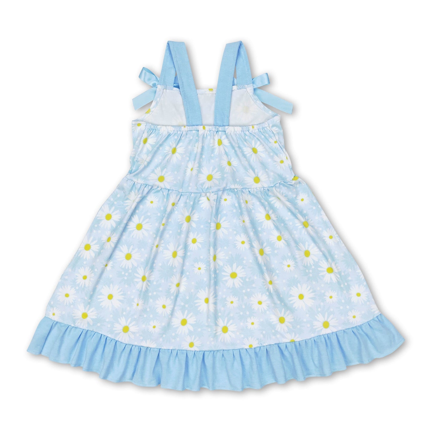 Light blue daisy baby girls spring summer dresses