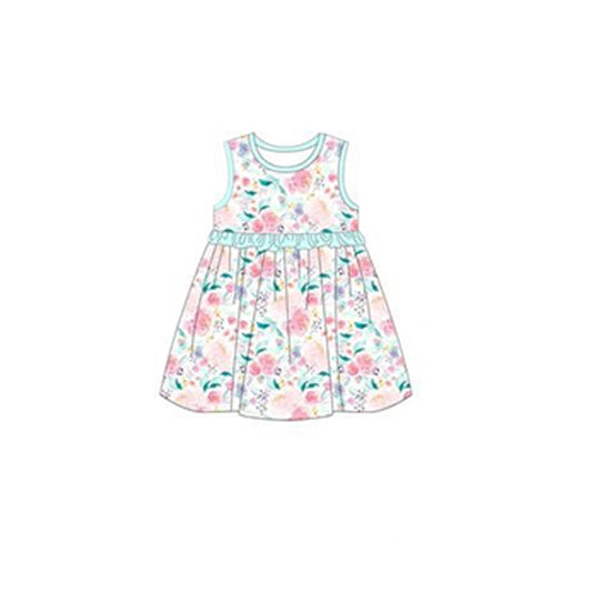 Sleeveless floral baby girls spring summer dresses