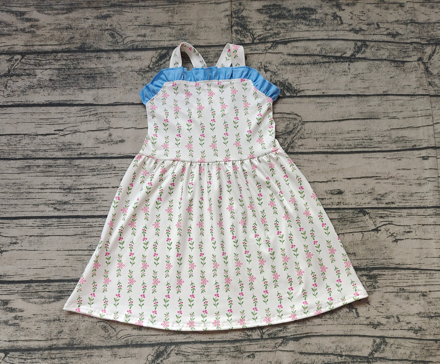 Straps ruffle floral baby girls summer dresses