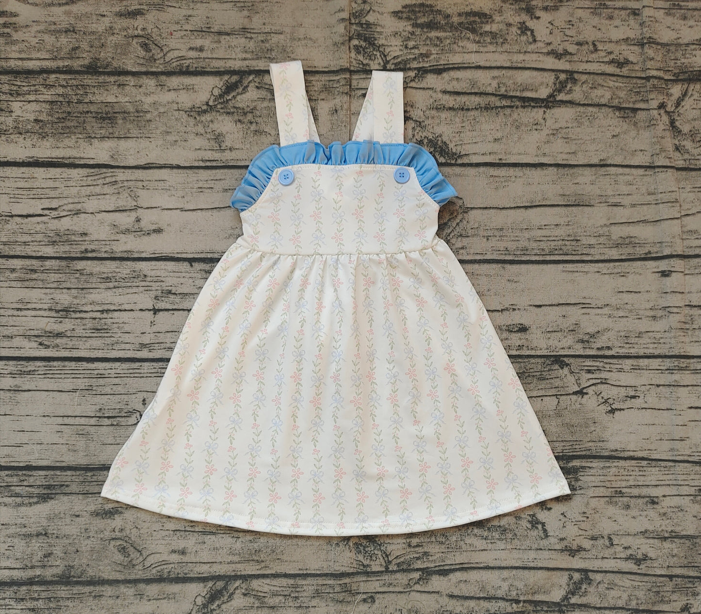 Straps ruffle floral baby girls summer dresses