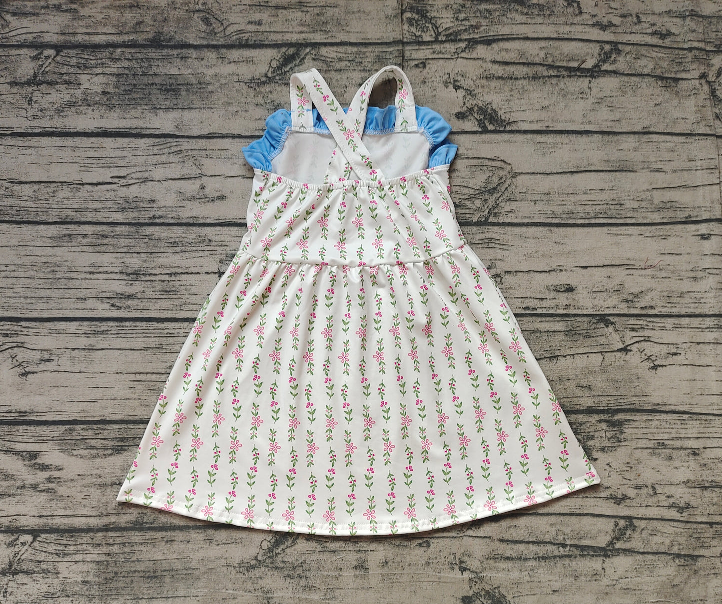 Straps ruffle floral baby girls summer dresses