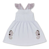 Stripe flutter sleeves seahorse baby girls summer dress