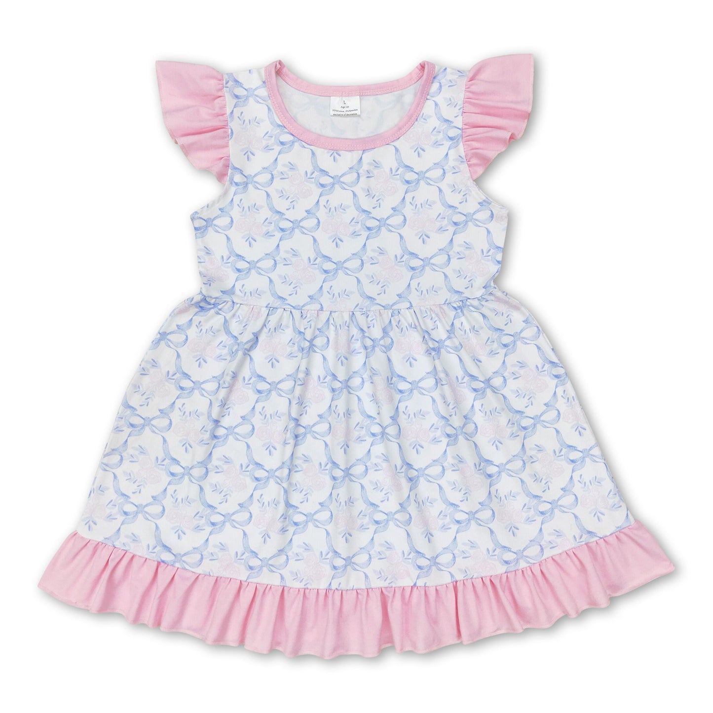 Flutter sleeves pink floral baby girls summer dress